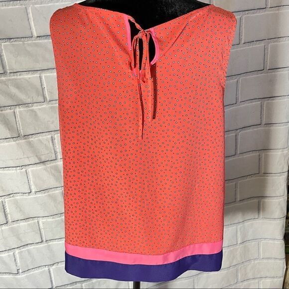 LOFT Coral Purple Print Sleeveless Blouse Size L - Picture 2 of 7